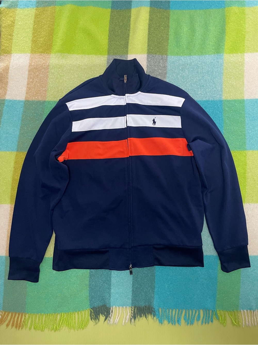Vintage Polo Ralph Lauren Classic Navy Zip Up Stripes Track Jacket Men’s